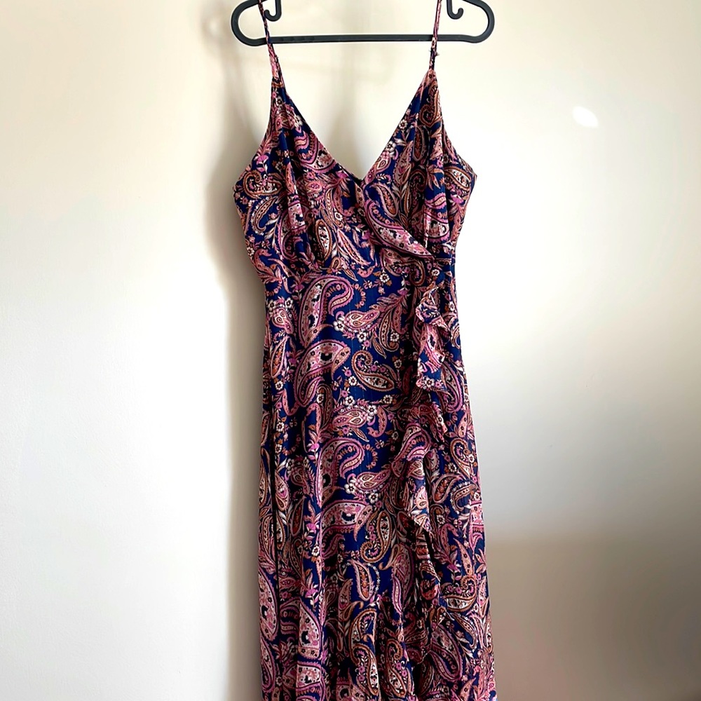Multi Color Maxi Dress with Ruffles. Adjustable straps. - Picture 2 of 7